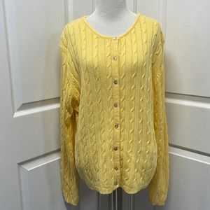 Pierre Cardin Yellow Cable Knit Button Down Sweater XL
